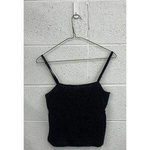 Vintage On Gossamer Black Textured Cheetah Print Glitter Tank Top (L)
